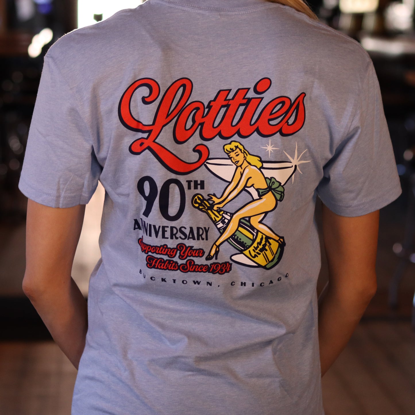 Lotties 90th Anniversary Light Blue Tee