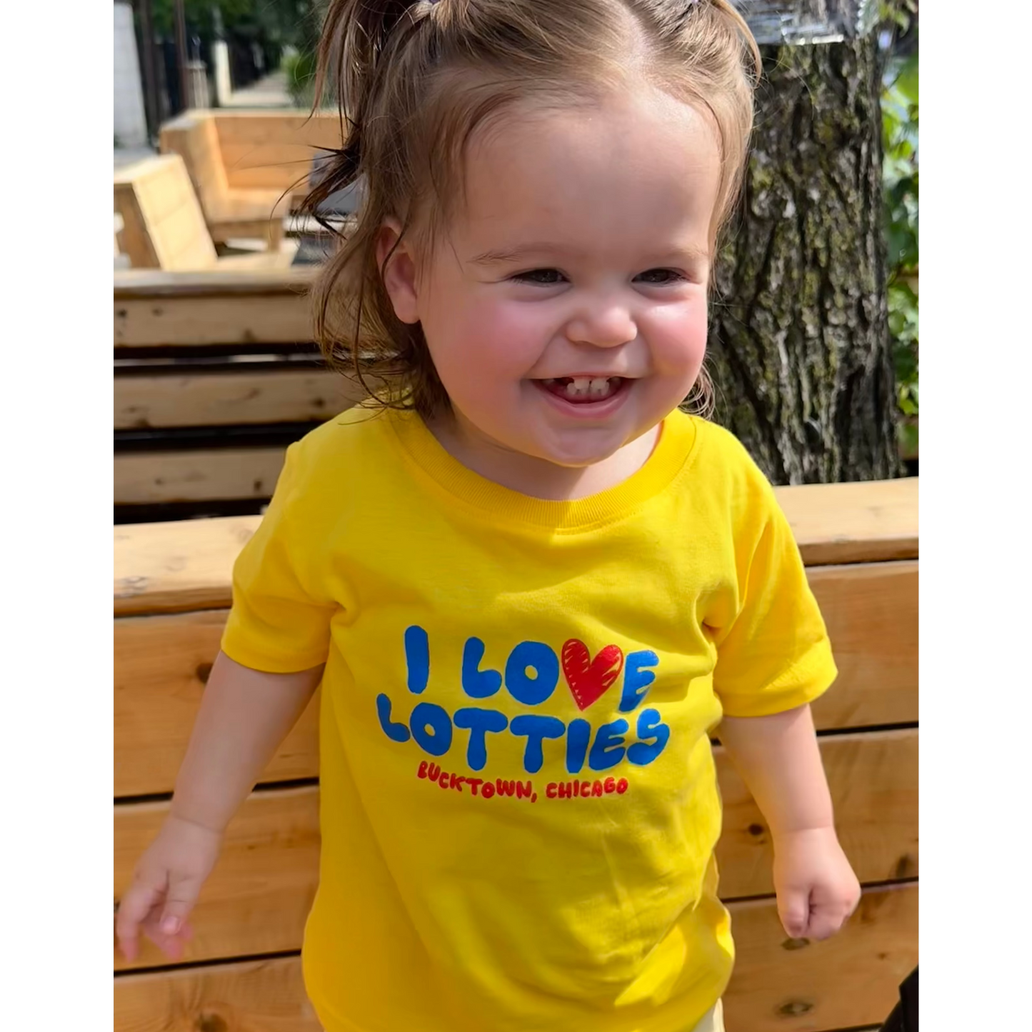Toddler "I Love Lottie's" Graphic Tee - Yellow Bucktown Chicago Shirt (2T - 4T)