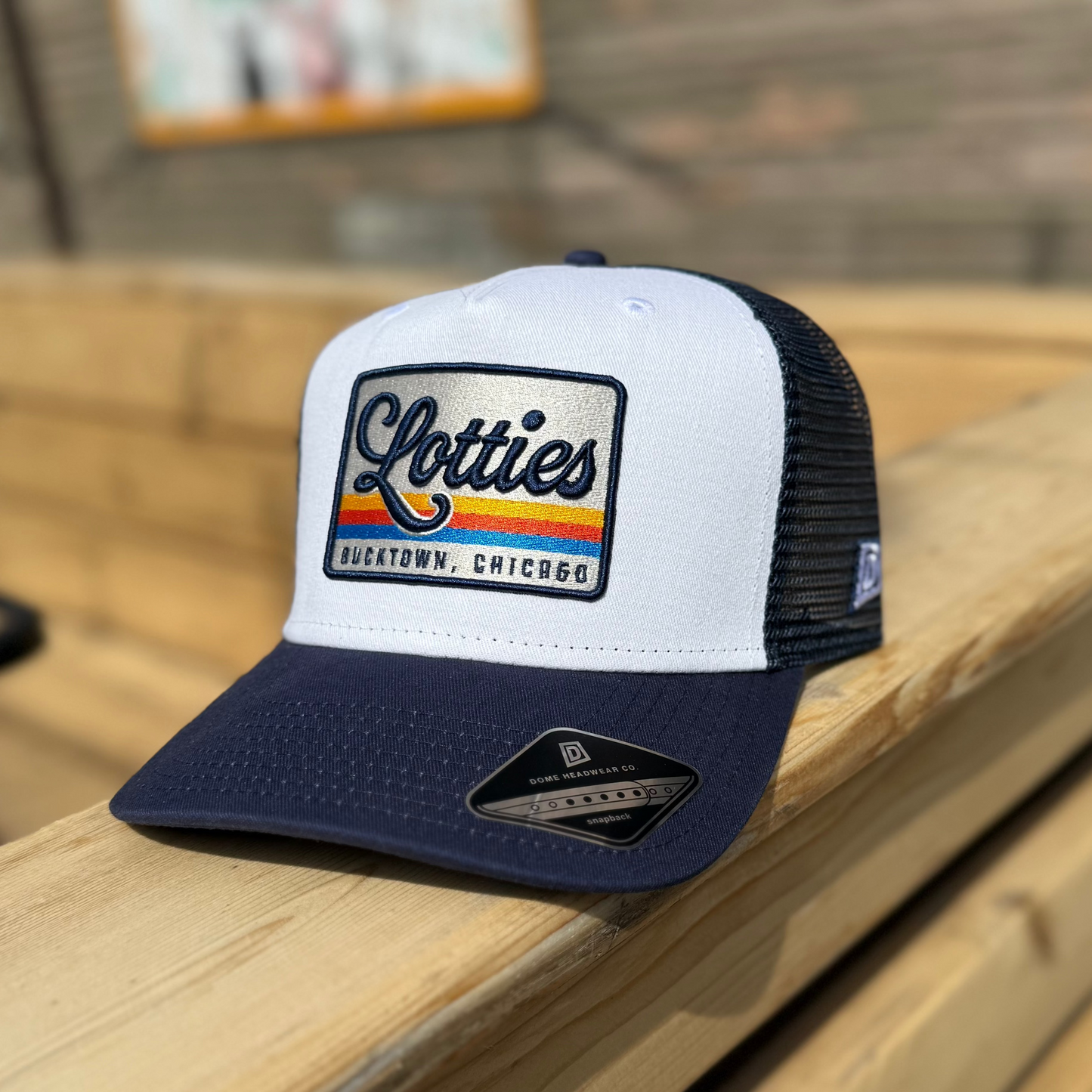 Lotties Pub Navy Sunset Trucker Hat - BUCKTOWN, CHICAGO